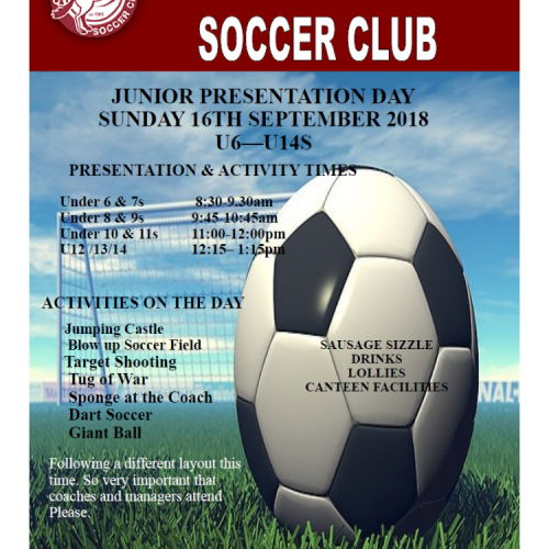 Coomera Soccer Junior Presentation Day 2018