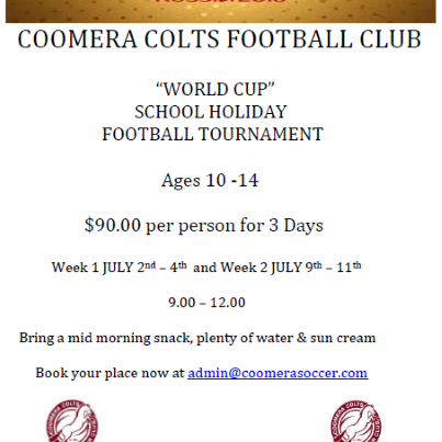 “WORLD CUP” SCHOOL HOLIDAY FOOTBALL TOURNAMENT
